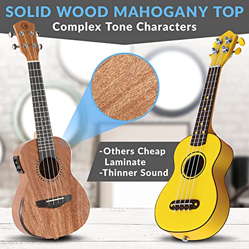 23" Acoustic Electric Mahogany Tenor Ukulele with Detachable Strap N7704