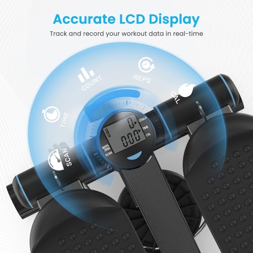 Mini Stepper with Resistance Bands, 330 lbs Capacity, LCD Monitor W681449