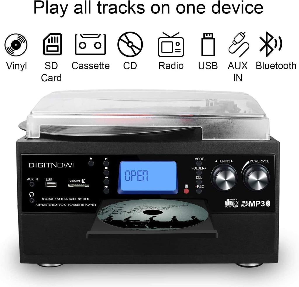 Bluetooth Record Player Turntable with Stereo Speaker G7954