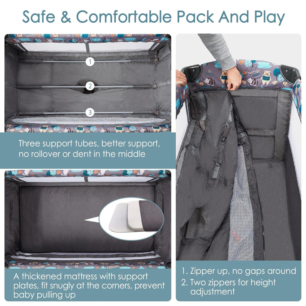 5 in 1 Pack and Play with Mattress, 3 Layers U790117