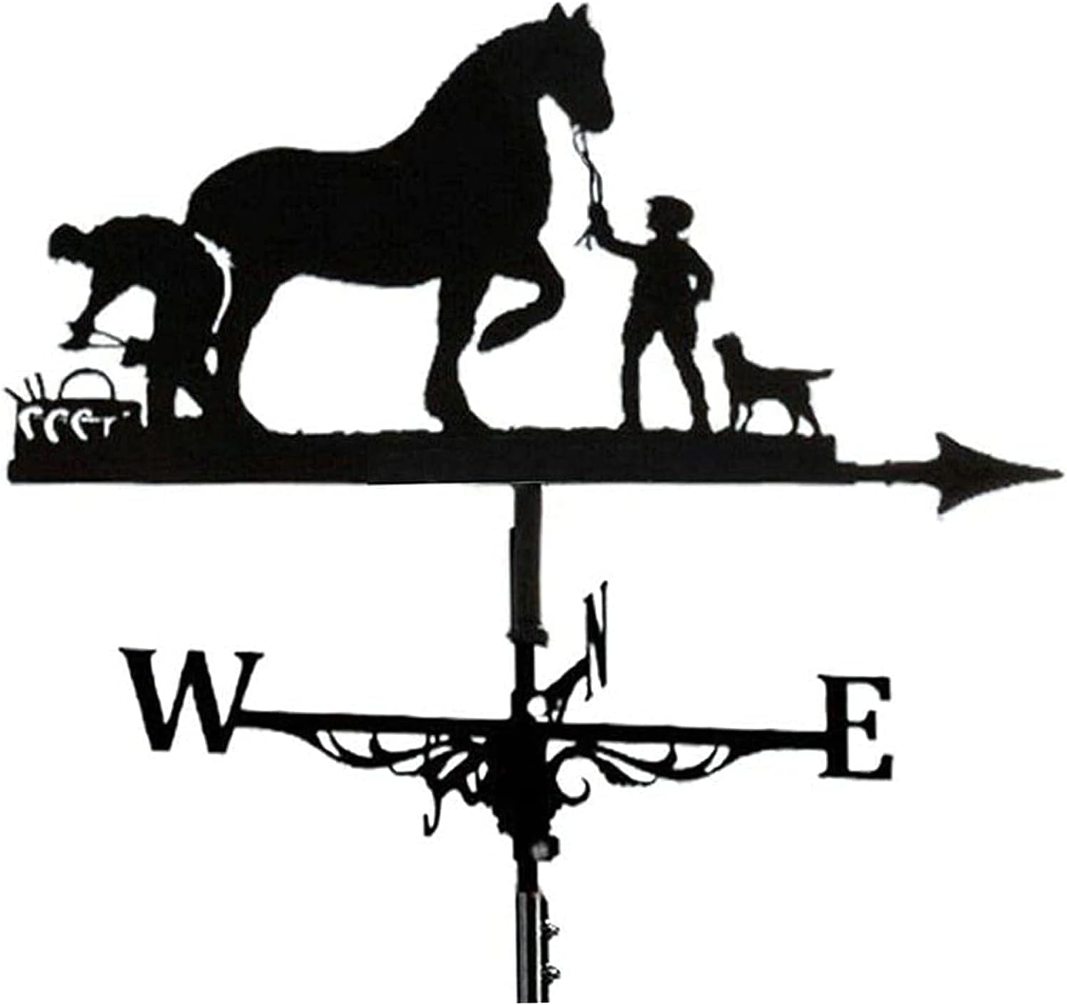 Retro Farmer and Horse Metal Weathervane J49609