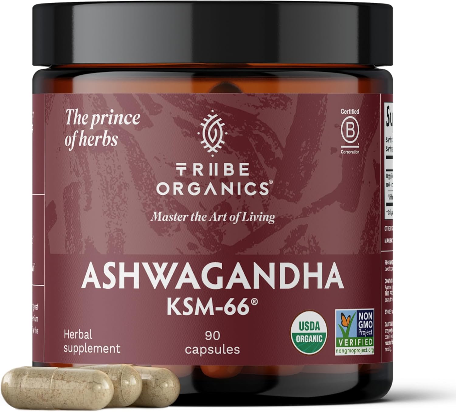90 Capsules Organic Ashwagandha Root Powder Supplement C1318
