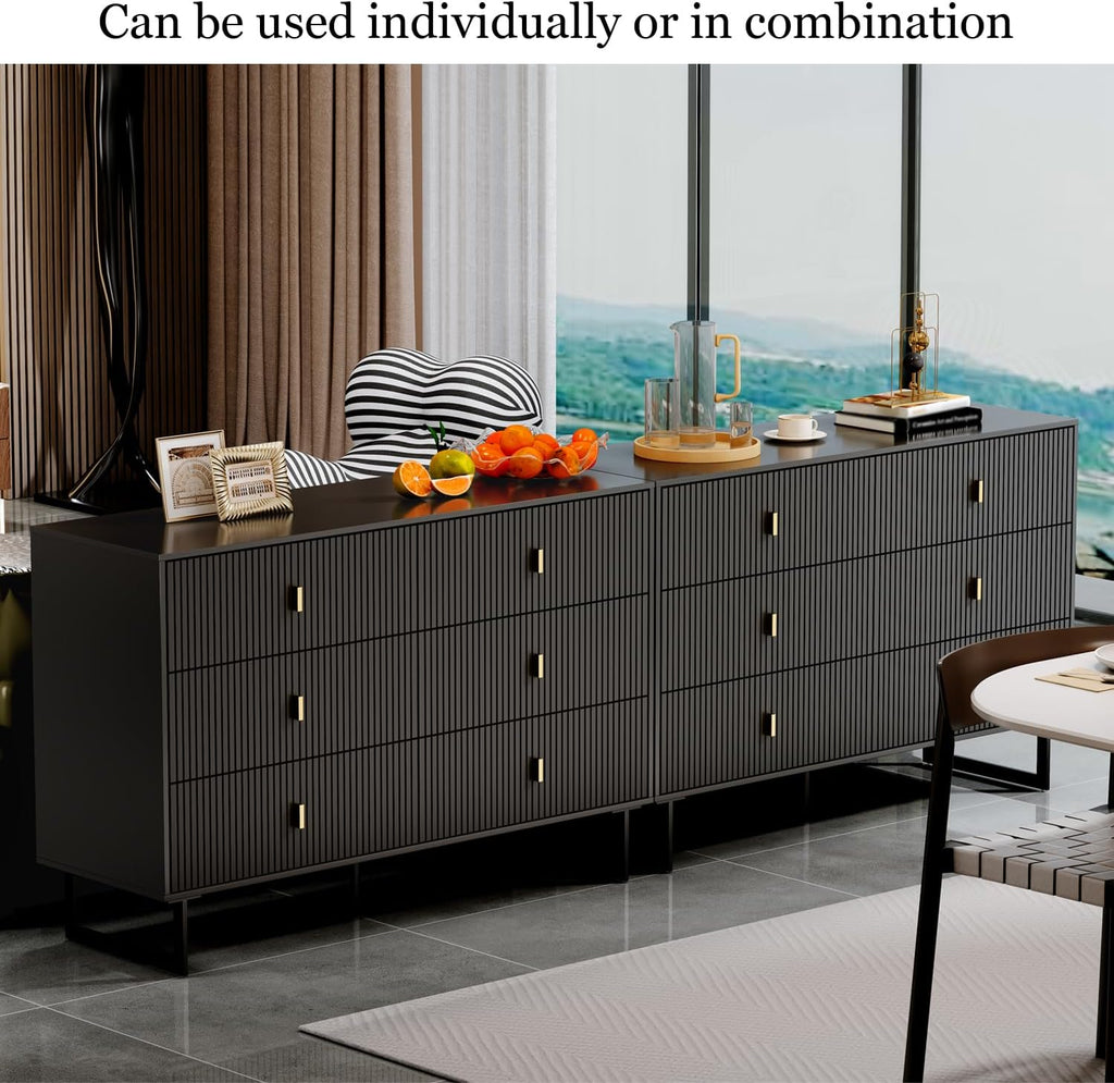 Black 6 Drawer Dresser W980