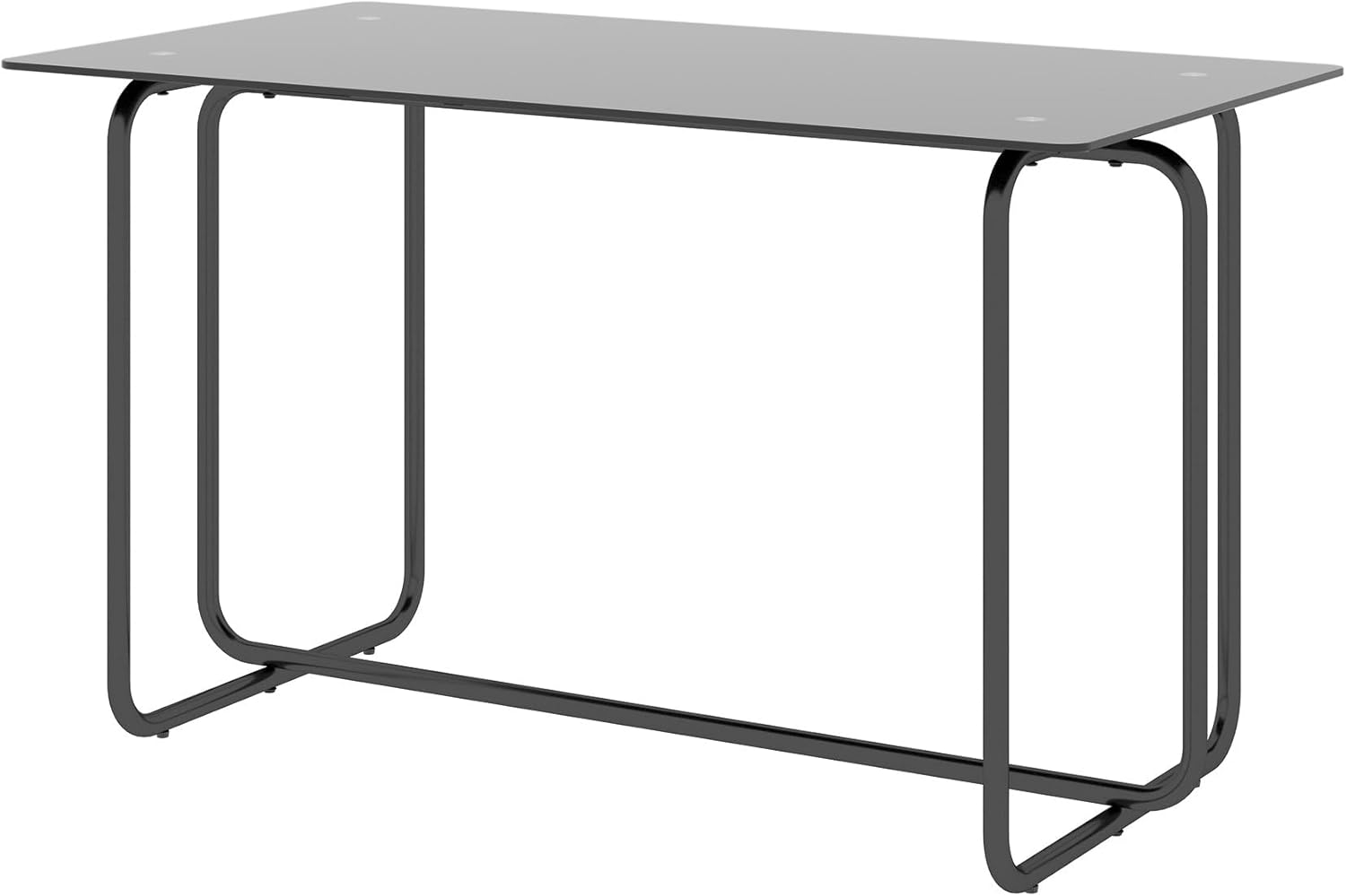Transparent Black Rectangle Dining Table with Metal Frame J663