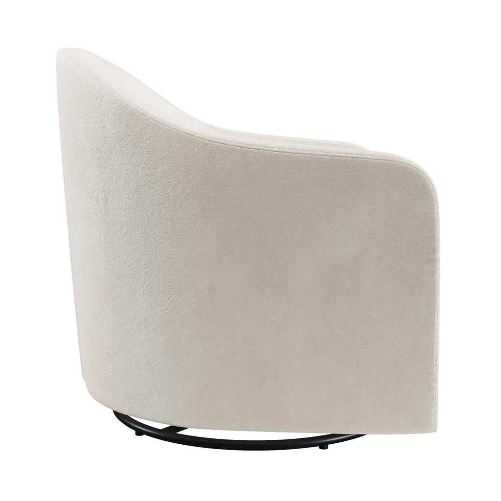 Ivory Velvet Curved Accent Chair S3584