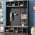 White 47.2'' Wood Hall Tree with Shoe Storage Bench O215