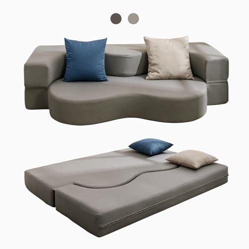 Queen Size Floor Sofa Bed with Memory Foam, Light Gray X93069
