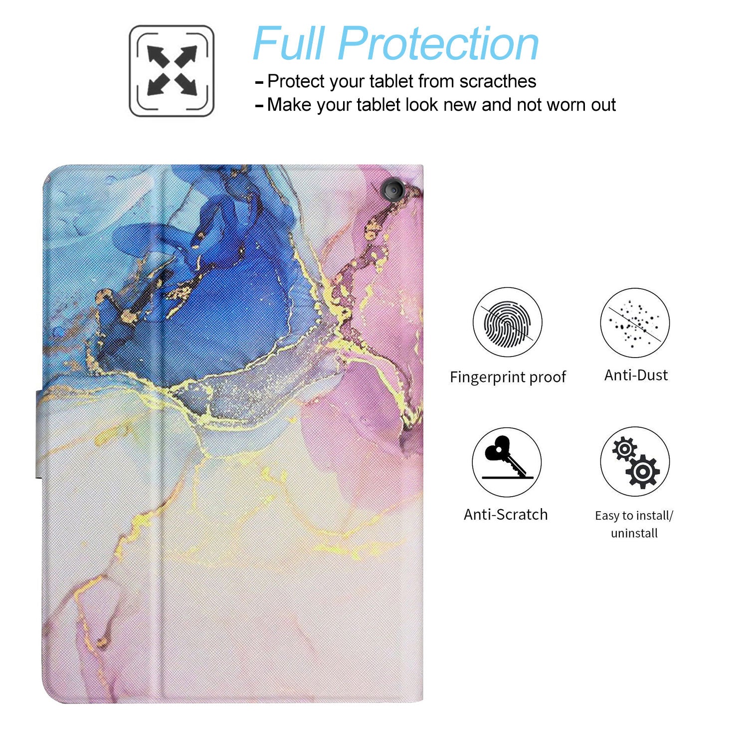 Pink Blue Marble PU Leather Fire HD 10 Tablet Case I817