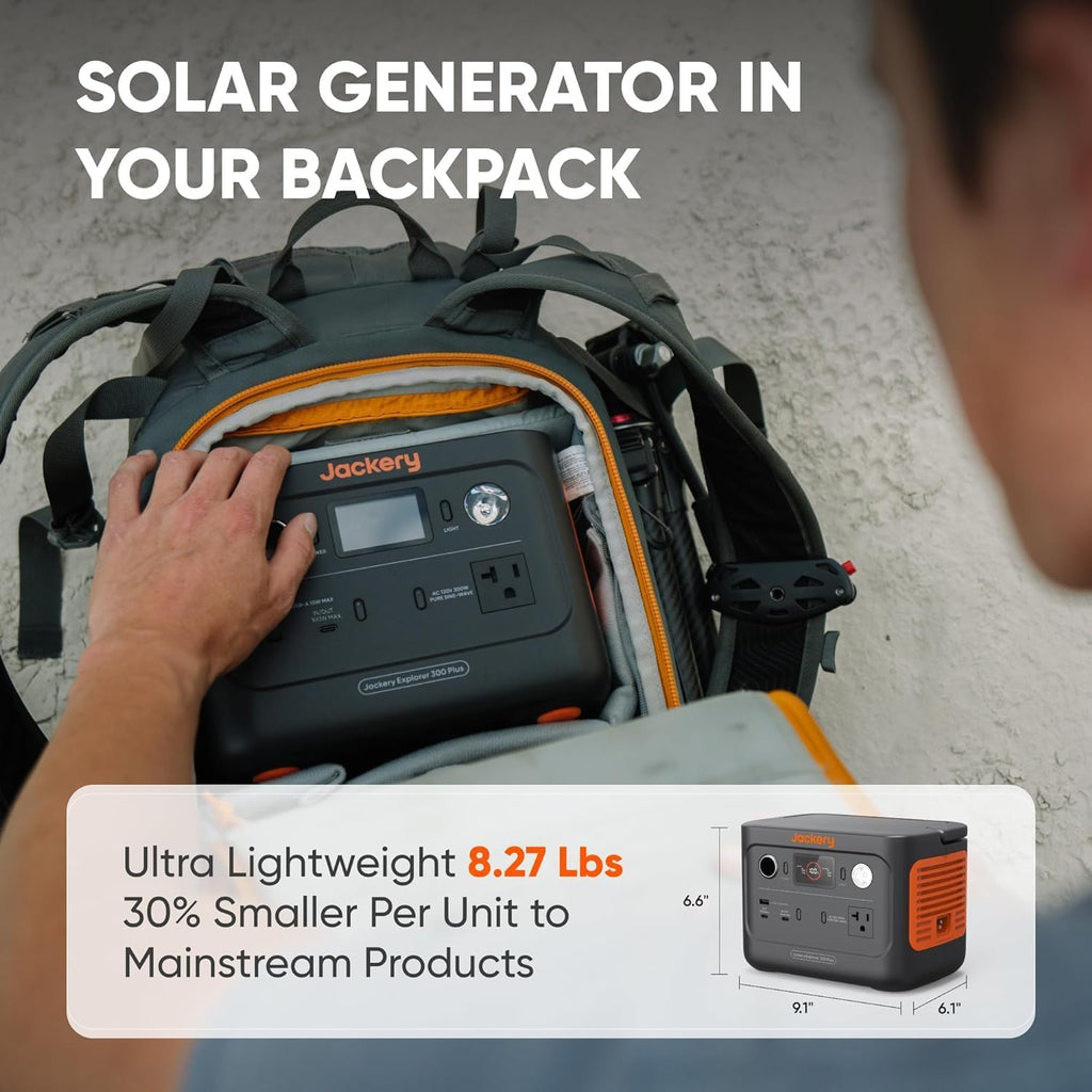 Portable Power Station with 40W Solar Panel, 288Wh LiFePO4 Battery, 300W AC Outlet P439
