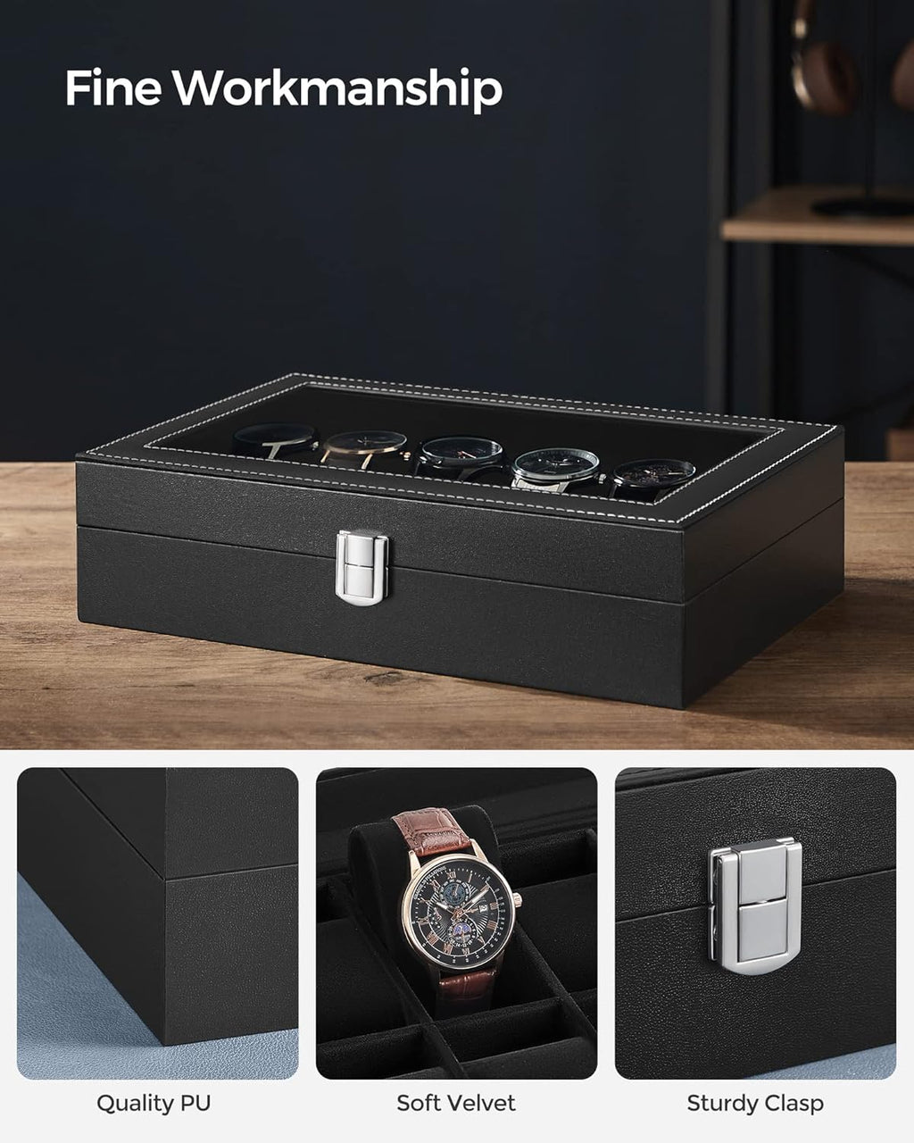360° Swivel Jewelry Cabinet with Full-Length Mirror and 12-Slot Watch Box I957861