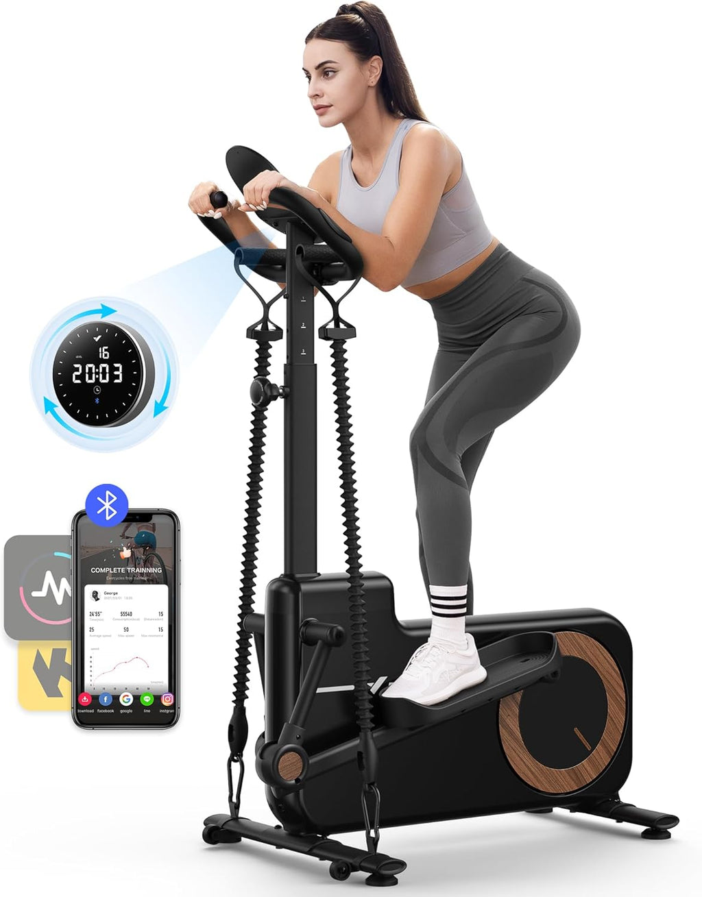 Elliptical Exercise Machine with Magnetic Driving System, 16 Resistance Levels, 330LBS Loading Capacity G356