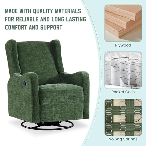 Green Chenille Swivel Glider Recliner C21841