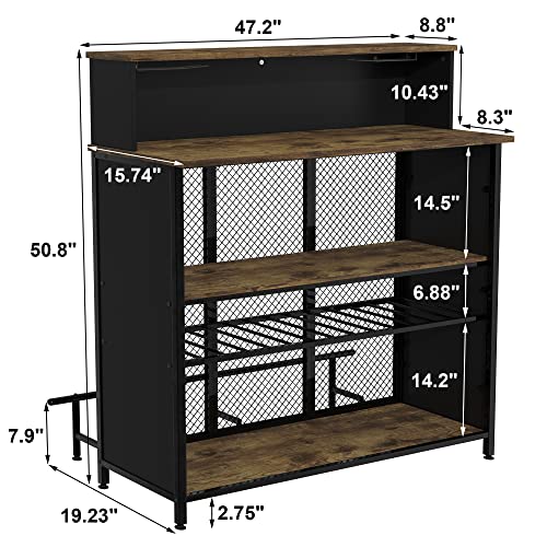 Brown Mini Bar Table with Storage and Footrest R835123