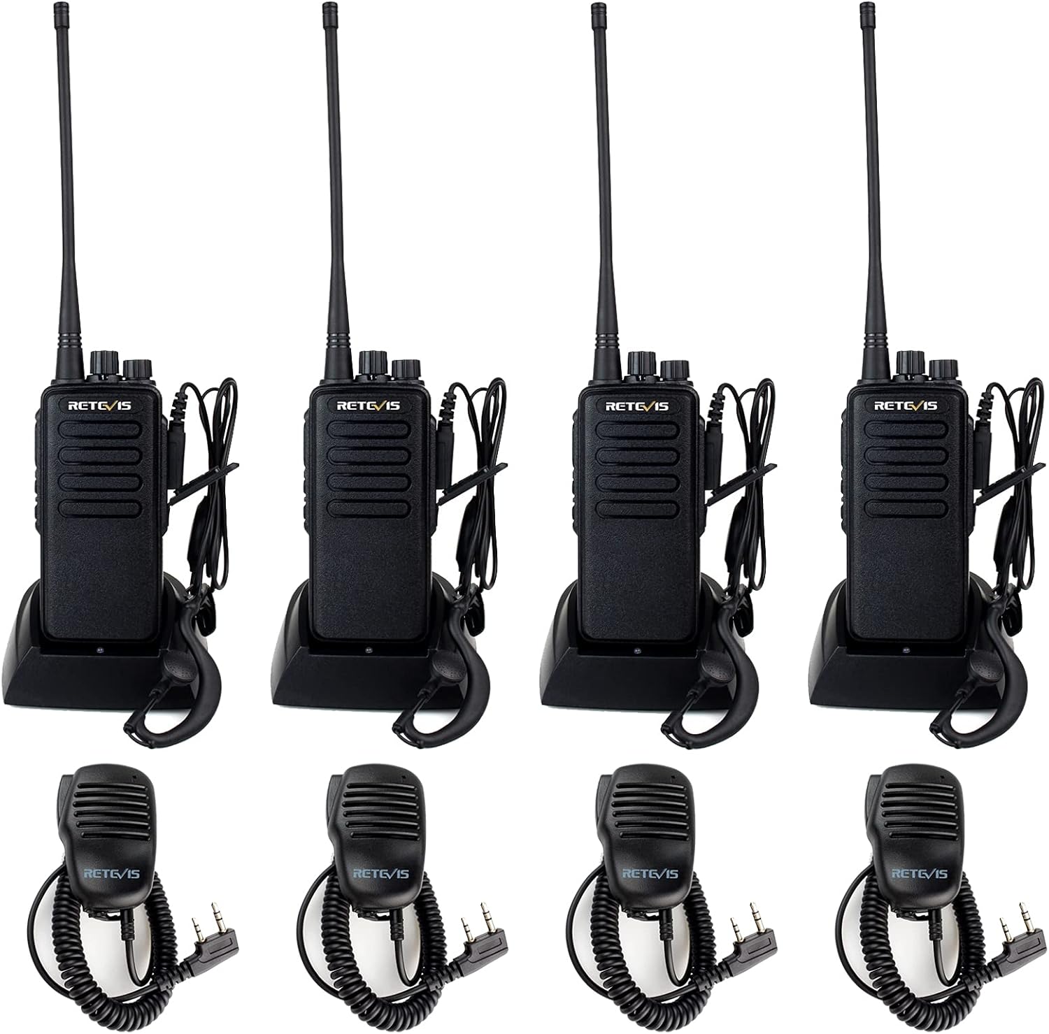 4 Pack Long Range Heavy Duty 2 Way Radio with 3000mAh Rechargeable E5900