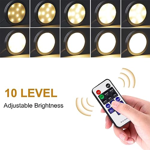 Black 8 Pack LED Puck Lights with RF Wireless Remote Control S1976