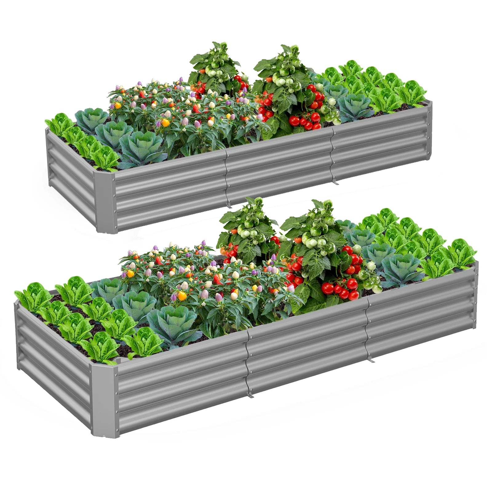 2 Pack Gray Metal Galvanized Raised Garden Bed T75892