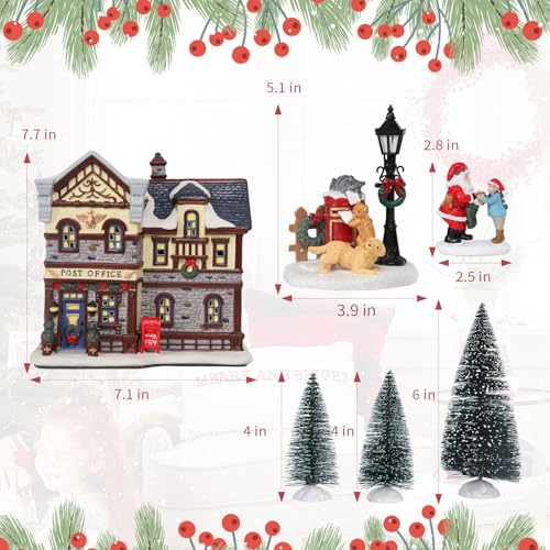 Christmas Ceramic Post Office Decoration with Lights G1105