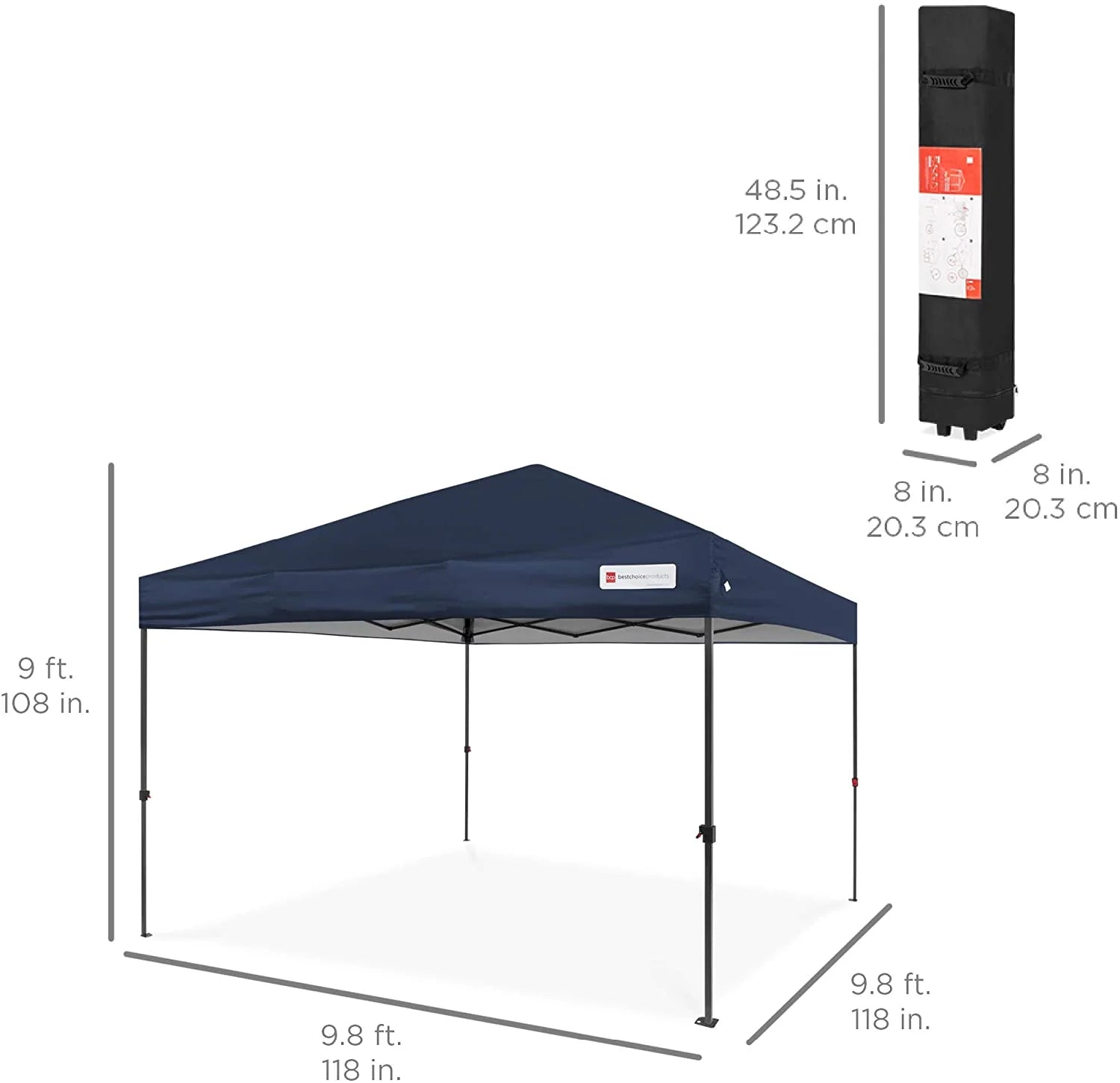 Blue 10x10ft Pop Up Canopy Tent with Wheeled Carry Case Y5825