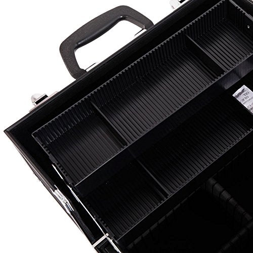 14inch Black Aluminum Cosmetic Case with 6 Trays W691