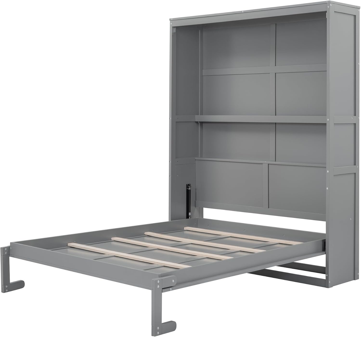 Gray Queen Size Murphy Bed with Shelves E382811
