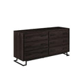56 Inch Coastal Oak 6-Drawer Metal and Wood Dresser R60909
