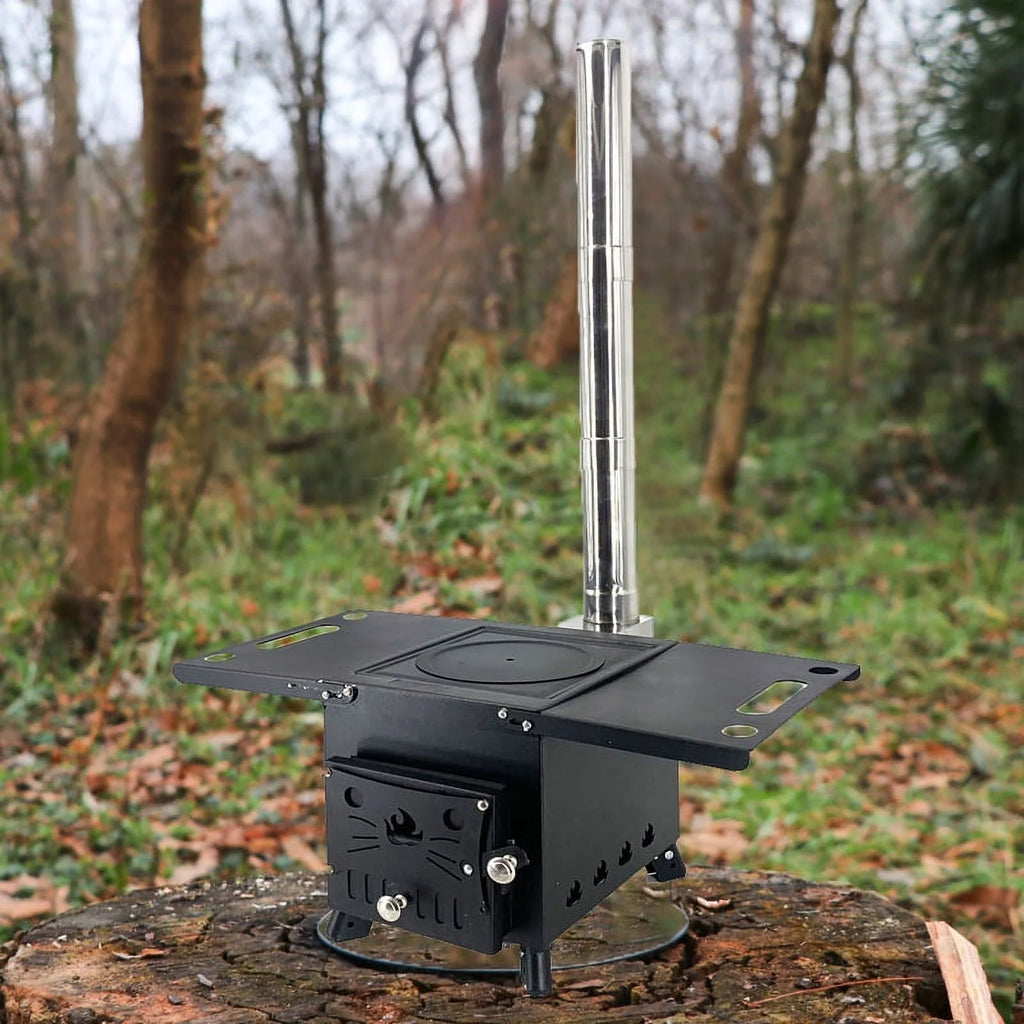 Portable Wood Burning Camping Stove with Chimney Pipe H4855