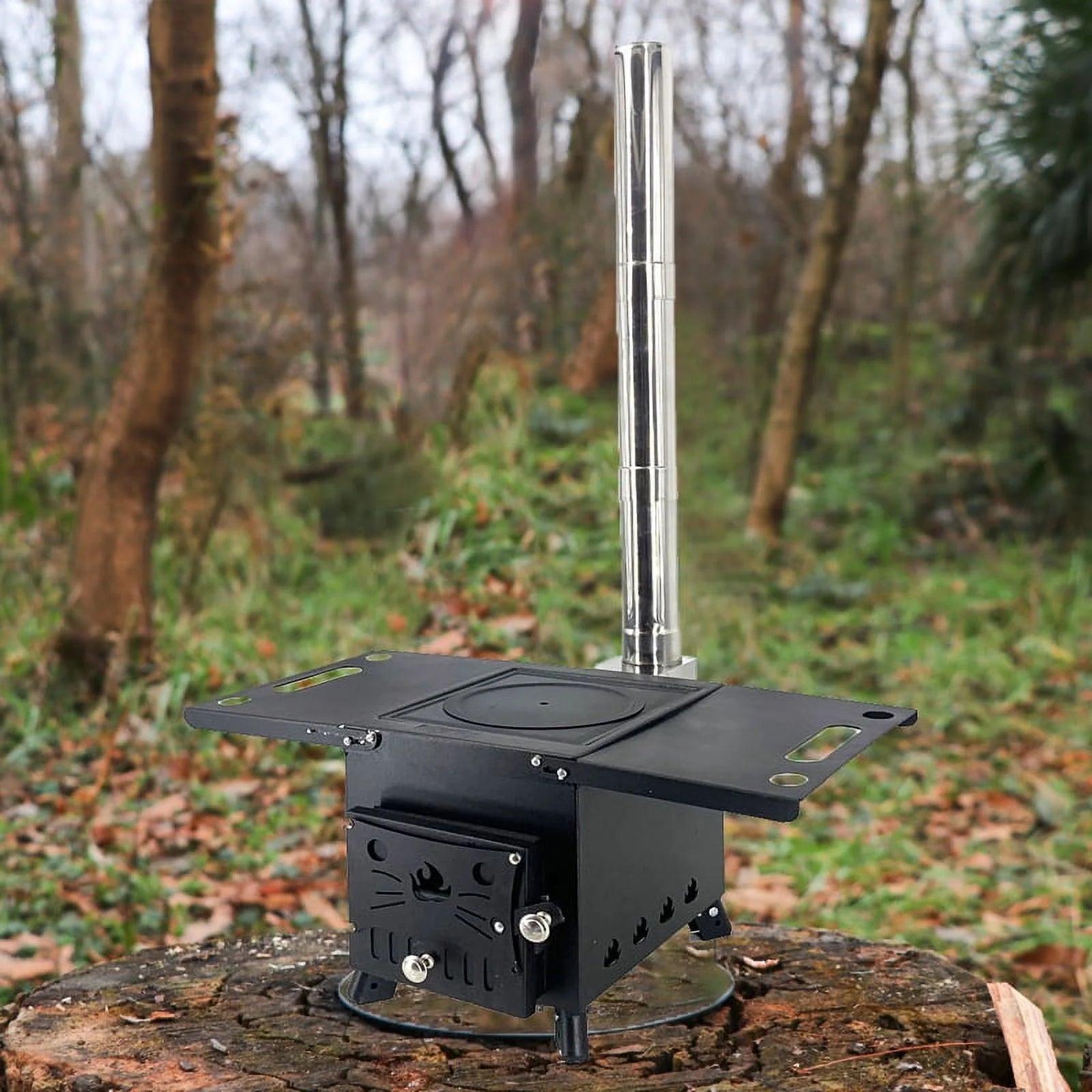 Portable Wood Burning Camping Stove with Chimney Pipe H4855