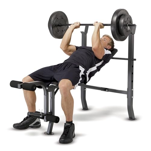 80lbs to 100 lbs Vinyl-Coated Weight Set with Weight Bench U607