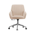Cream Velvet Height Adjustable Swivel Desk Chair with Wheels K907322