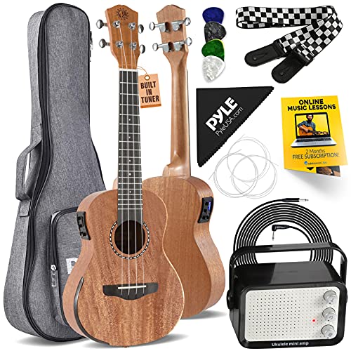 23" Acoustic Electric Mahogany Tenor Ukulele with Detachable Strap N7704