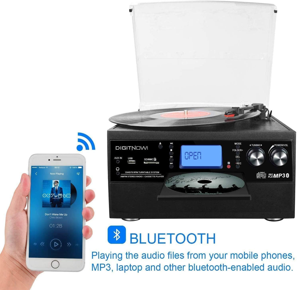 Bluetooth Record Player Turntable with Stereo Speaker G7954