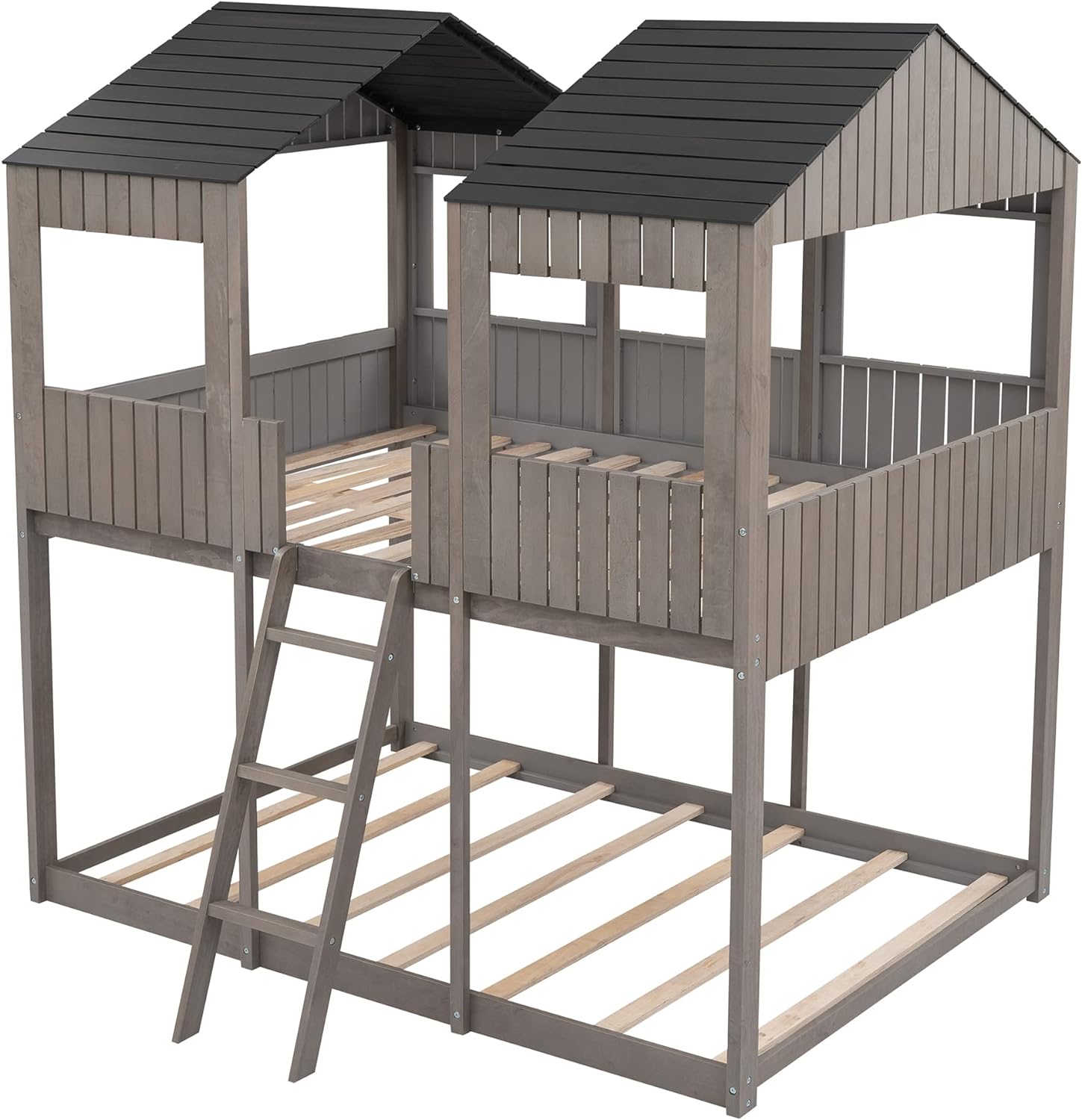 Antique Gray Full Over Full Wooden Bunk Bed D914