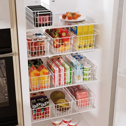 Freezer Organizer Bins, 2 Large 2 Medium Metal Wire Storage Container Bin I5009