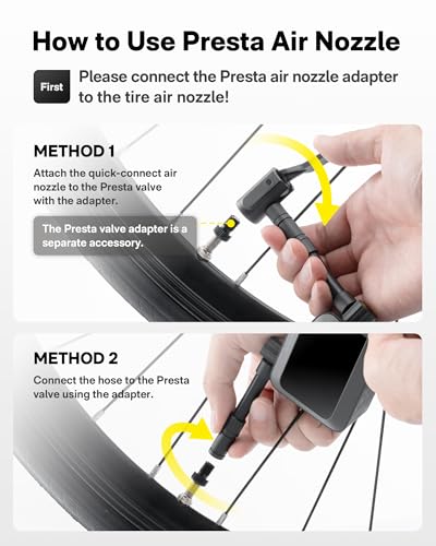 Mini Bike Tire Pump with Guage, 150PSI Portable Electric Bike Air Pump with Presta and Schrader Valve E226