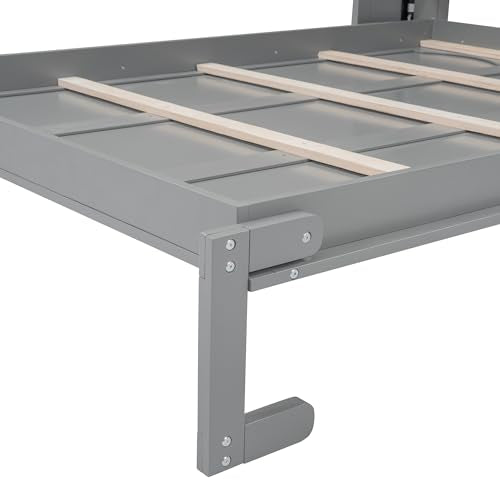 White Full Size Murphy Bed with 2 Tier Shelves Z295352
