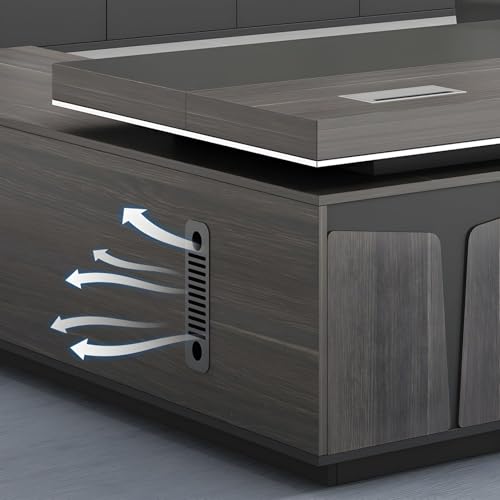 Large Executive Desk with Drawer L-Shaped Computer Desk with Drawers H269
