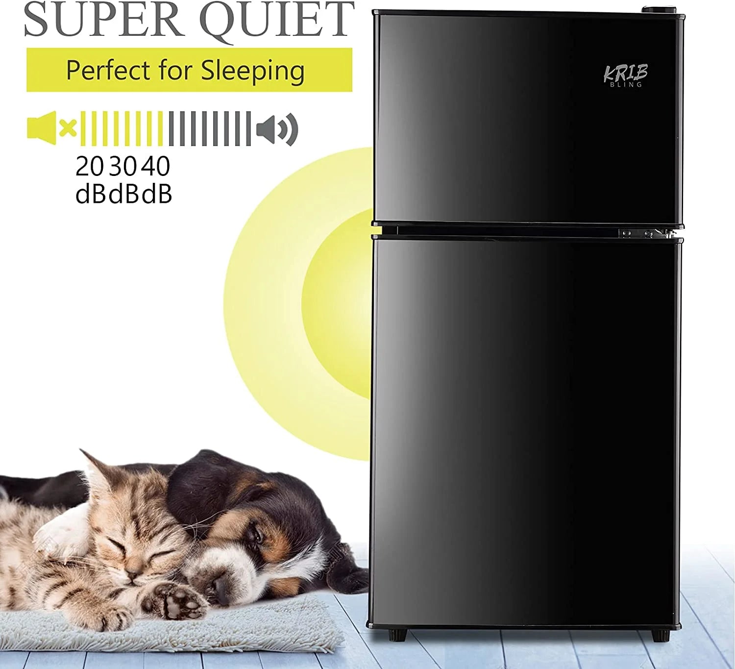 Black 3.2 Cu ft Two Door Mini Fridge with Freezer E39703
