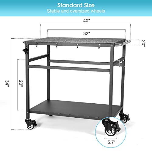 Outdoor Grill Table with Storage on Wheels Y141