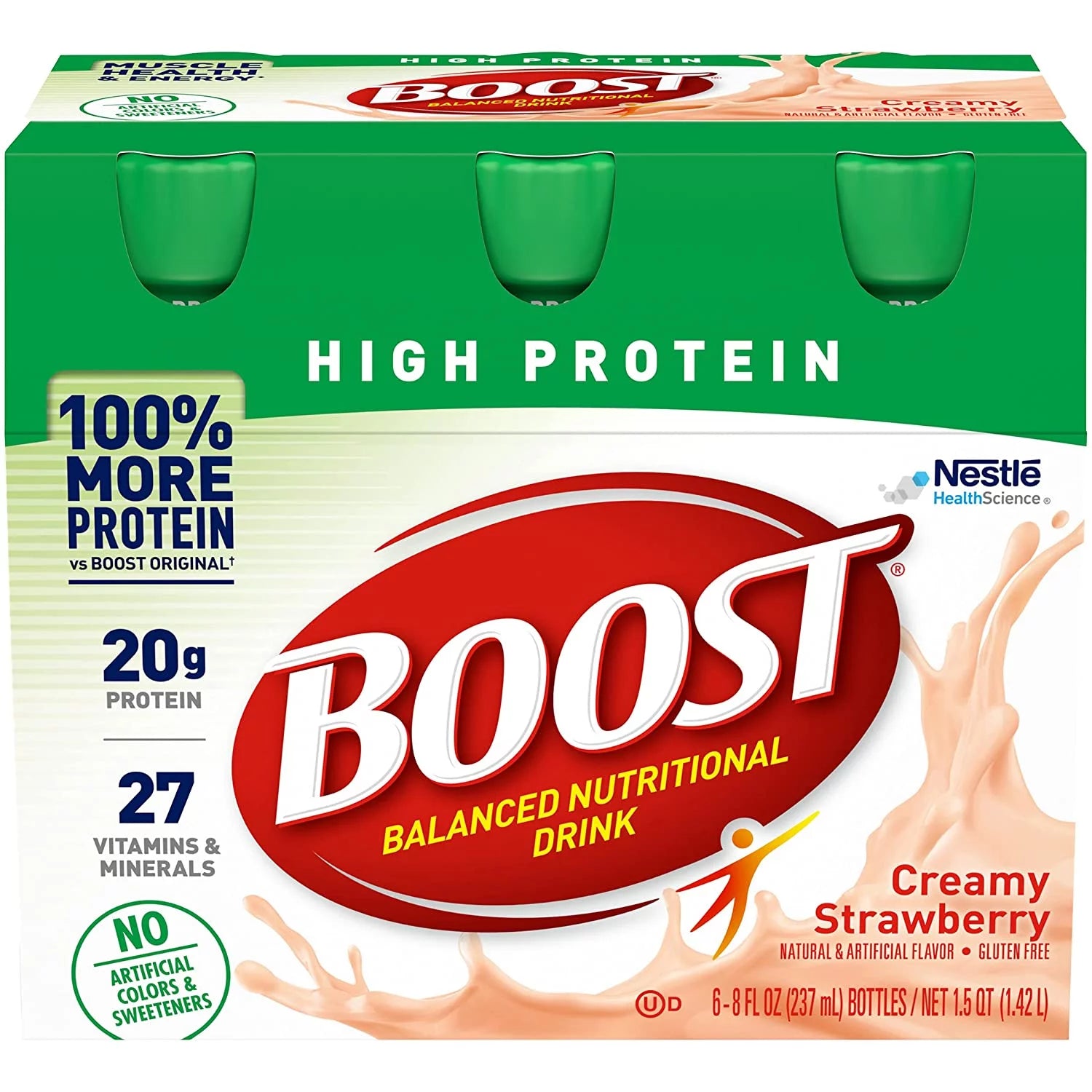 Creamy Strawberry 6 ct. 8 fl. oz. Bottles Pack of 3 High Protein D756