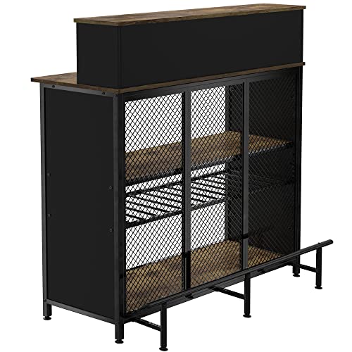 Brown Mini Bar Table with Storage and Footrest R835123
