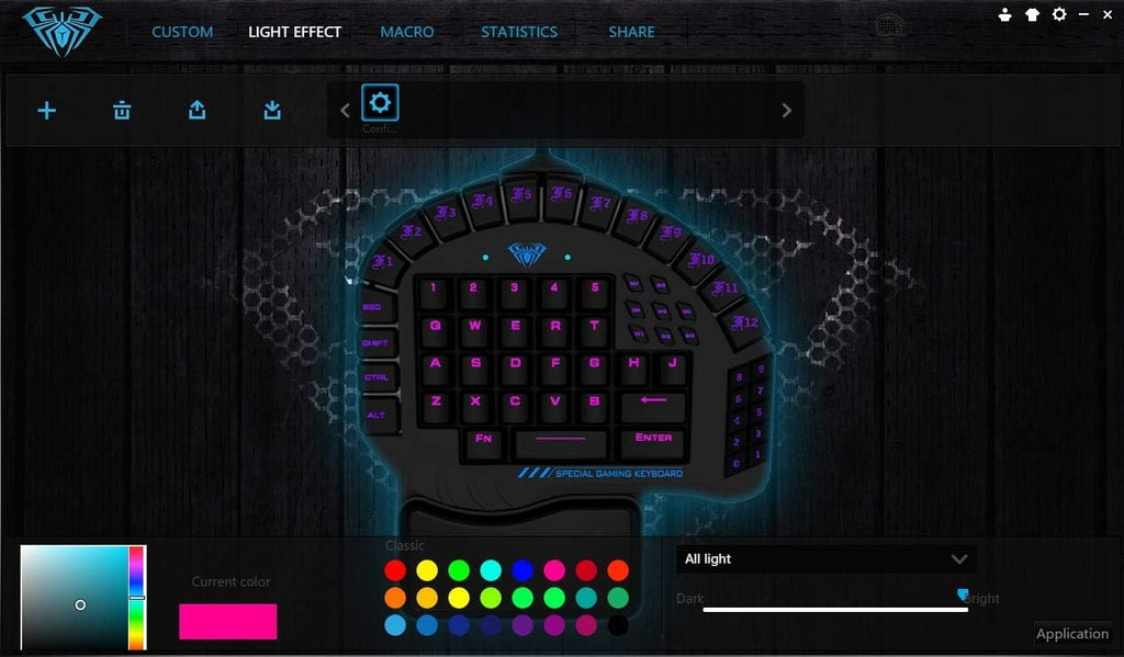 One Handed Mechanical Gaming Keyboard with Blue Switches and RGB Backlit G560111