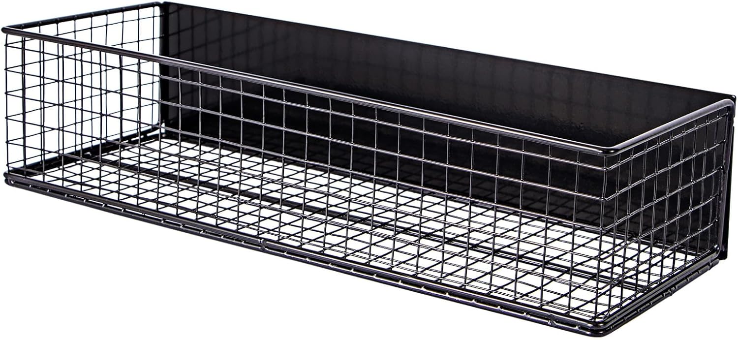 Black Magnetic Wire Mesh Shelf, 13.77" x 5.11" x 3.26" P701