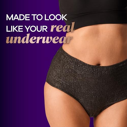 XL Black Maximum Protection Incontinence and Postpartum Underwear, 16 Count D270692