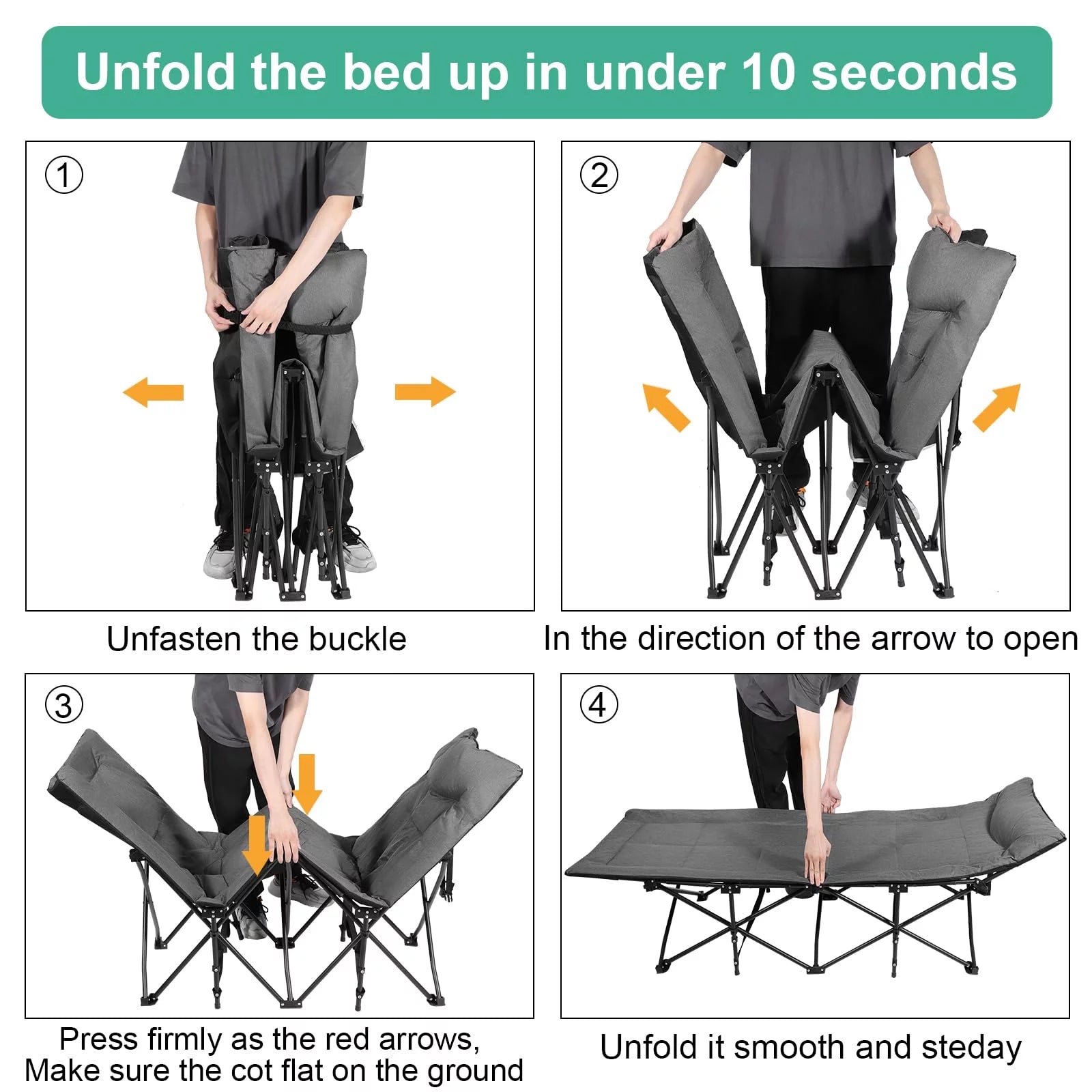 Folding Camping Cot with Pillow Y861