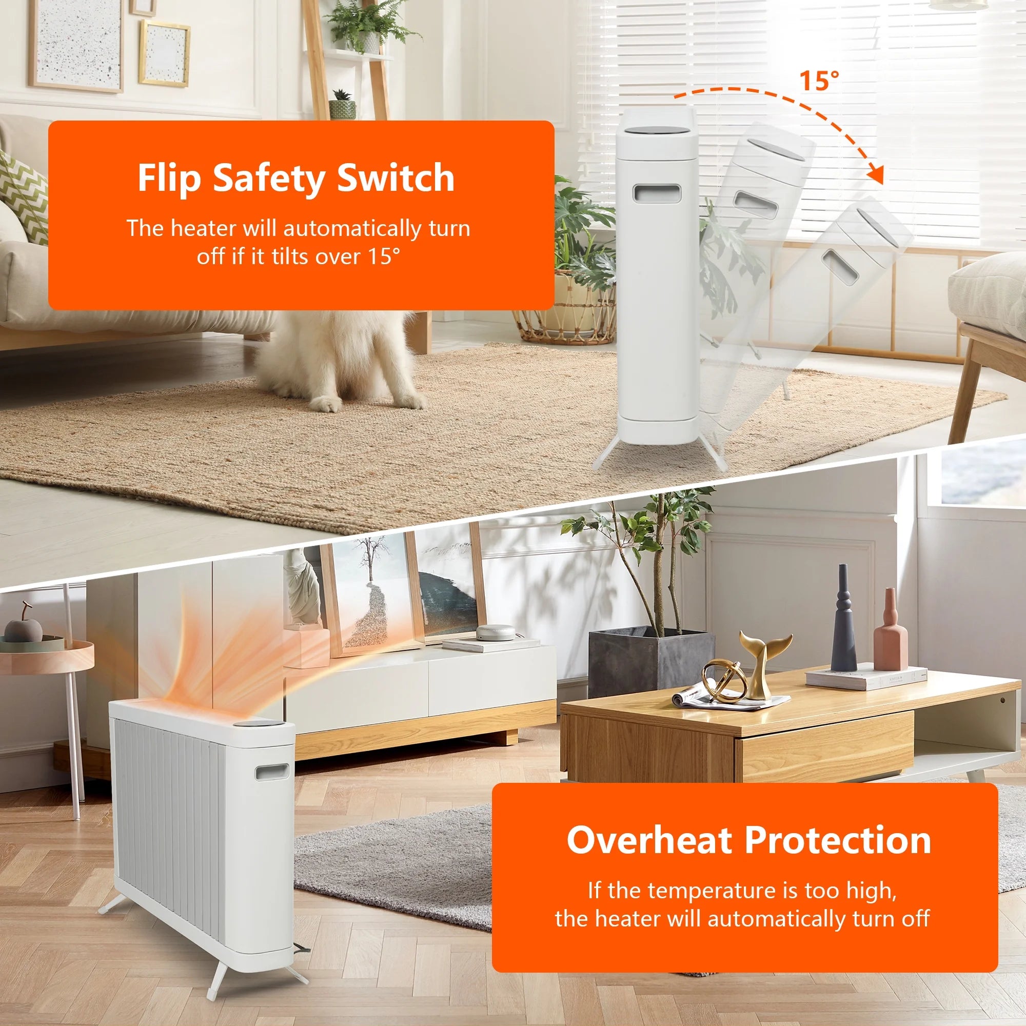 1500W Smart Radiator Space Heater with 3 Heating Modes, Adjustable Thermostat, 0-12h Timer I7434