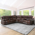 Brown Top Grain Leather 6 Piece Power Reclining Sectional Y83899