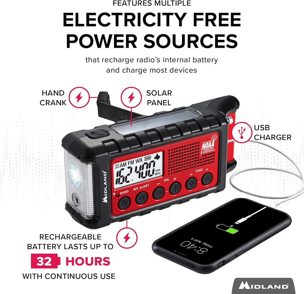 Red Black Emergency Crank AM/FM Radio Pack of 2 G117771
