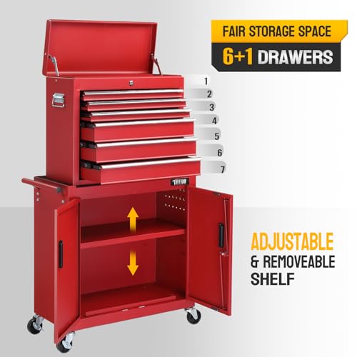 Red & Black 5-Drawer Rolling Tool Chest D1686