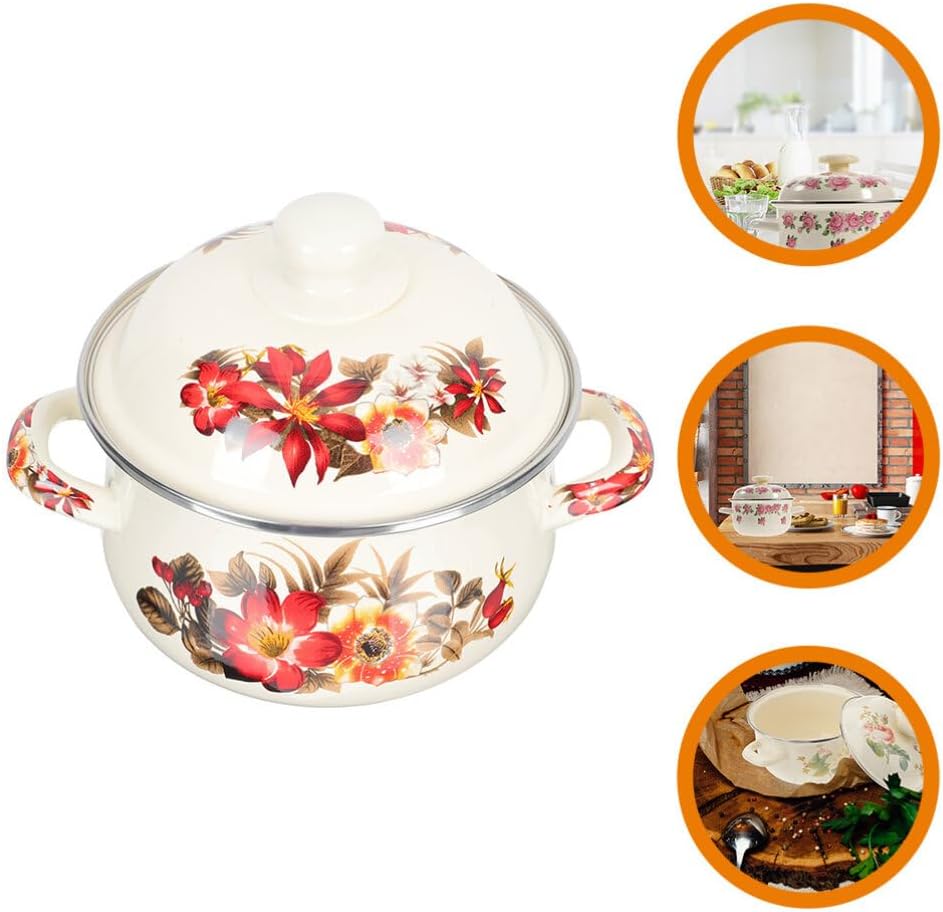 Small Enamel Pot with Lid 22cm X9882