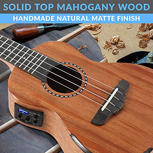23" Acoustic Electric Mahogany Tenor Ukulele with Detachable Strap N7704